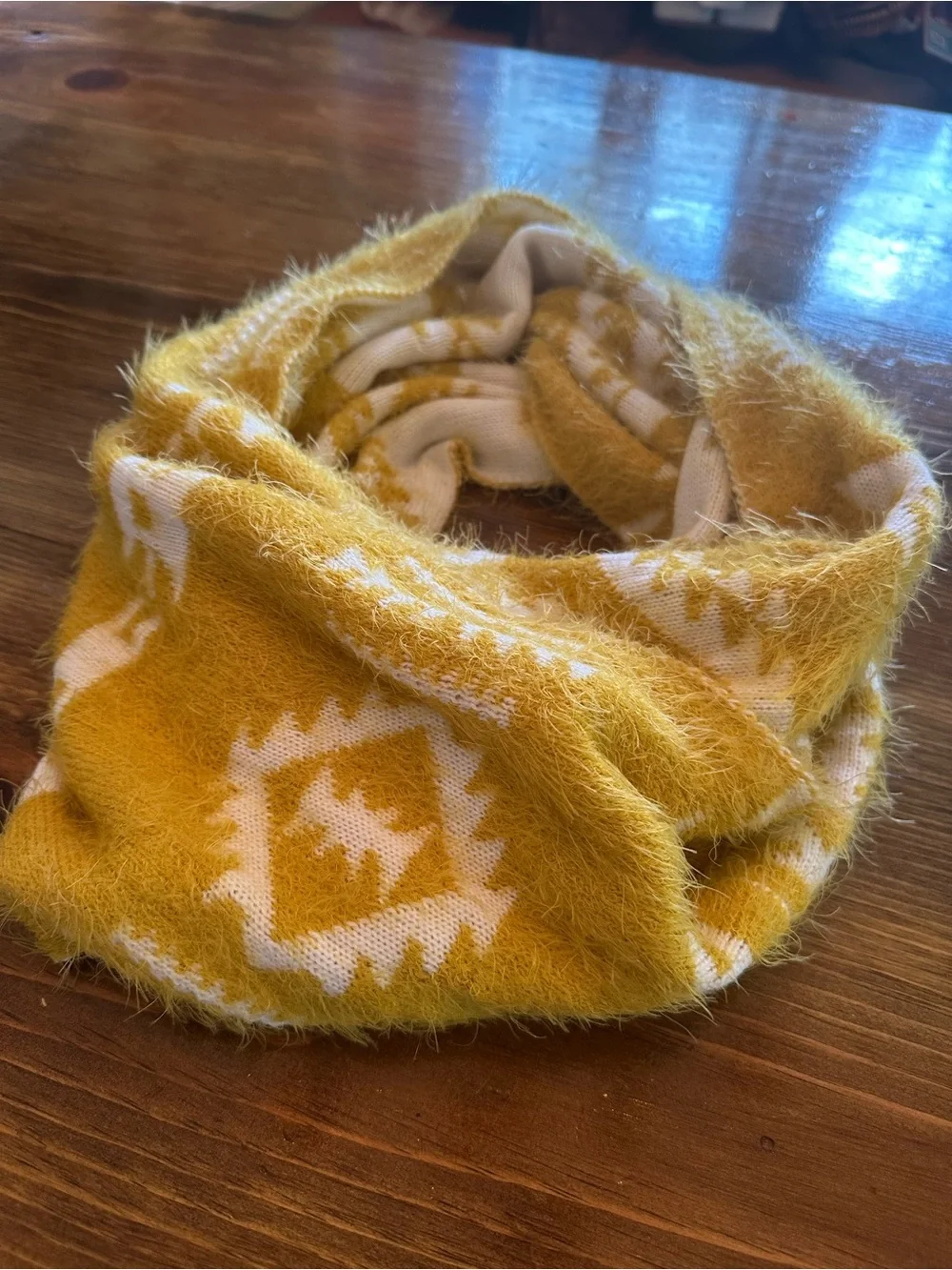 NWT Nordstrom Mustard White Reversible Aztec Infinity Scarf Boho